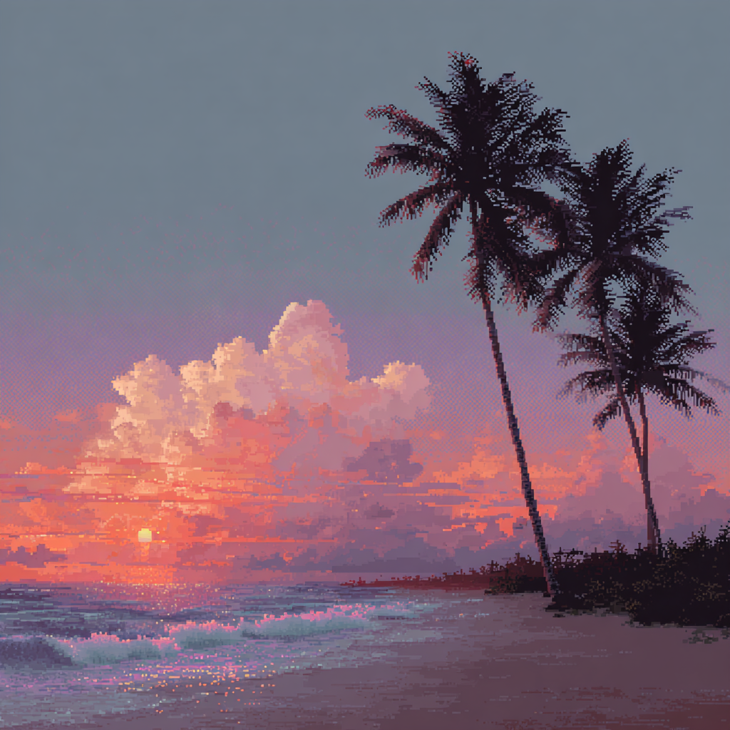 Dollar bill on tropical sunset